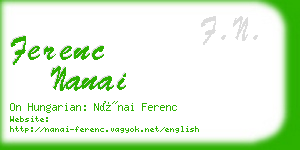 ferenc nanai business card